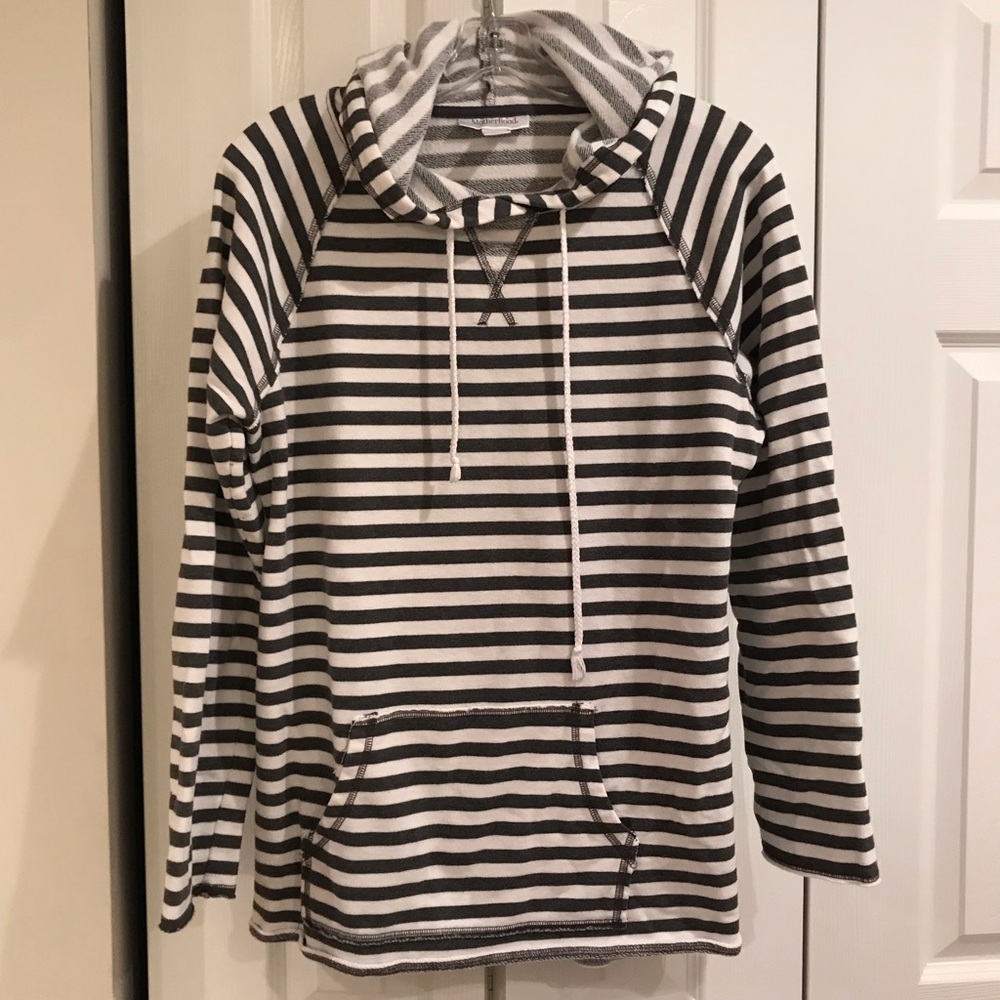Striped Lightweight Hooded Maternity Sweatshirt
